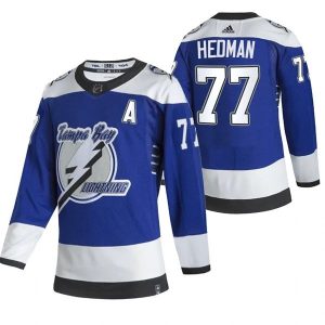 Tampa Bay Lightning Trikot Victor Hedman 77 2022 Reverse Retro Blau Authentic